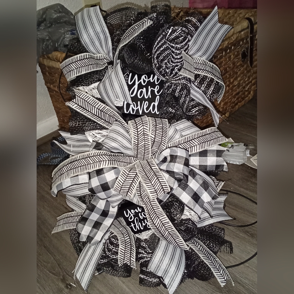 Black and White Decorative Wreath